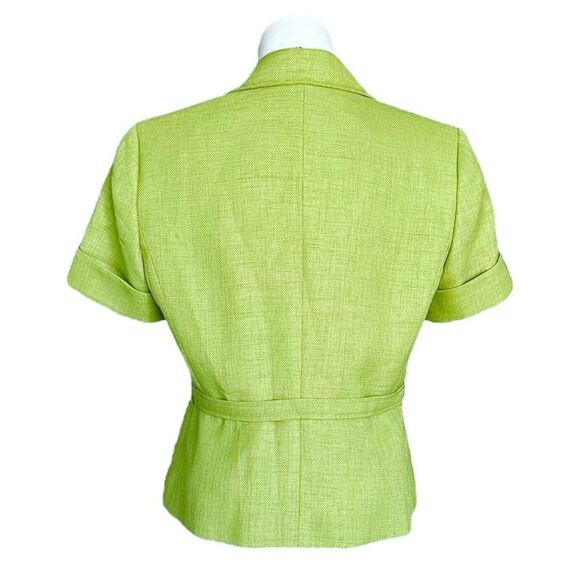 Tahari Arthur S. Levine Women’s Green Belted Textured Button-Up Blouse Size 10P - Picture 4 of 8